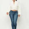 Cream Sweater Top with Front Zipper – Acrylic Blend