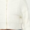 Cream Sweater Top with Front Zipper – Acrylic Blend