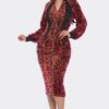 Midi Sequin Dress – 2-Way Zip, Contrast Trim