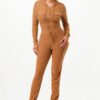 Rib Cargo Hoodie Set – Zip Hoodie & Cargo Pants, Brown