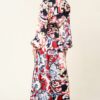 Colorblock V-Neck Dress with Front Slit – Black/Burgundy