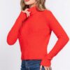 Fluffy Turtleneck Sweater Top in Bright Orange