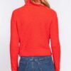 Fluffy Turtleneck Sweater Top in Bright Orange