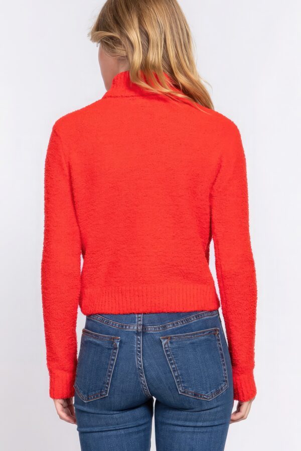 Fluffy Turtleneck Sweater Top in Bright Orange