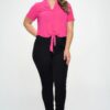 Plus Chiffon Tie-Front Button-Down Top – Fuchsia