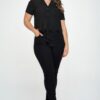 Plus Chiffon Button-Front Tie Top – Black