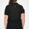 Plus Chiffon Button-Front Tie Top – Black