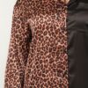 Satin Half-Animal Print Top & Wide-Leg Pants Set