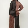 Satin Half-Animal Print Top & Wide-Leg Pants Set
