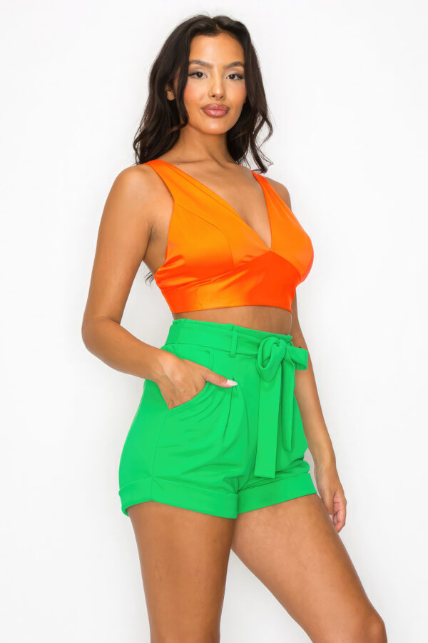 Satin Smock V-Neck Bra Top – Orange