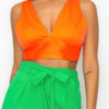 Satin Smock V-Neck Bra Top – Orange