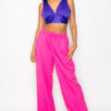 Cropped Smock V-Neck Satin Bra Top – Purple
