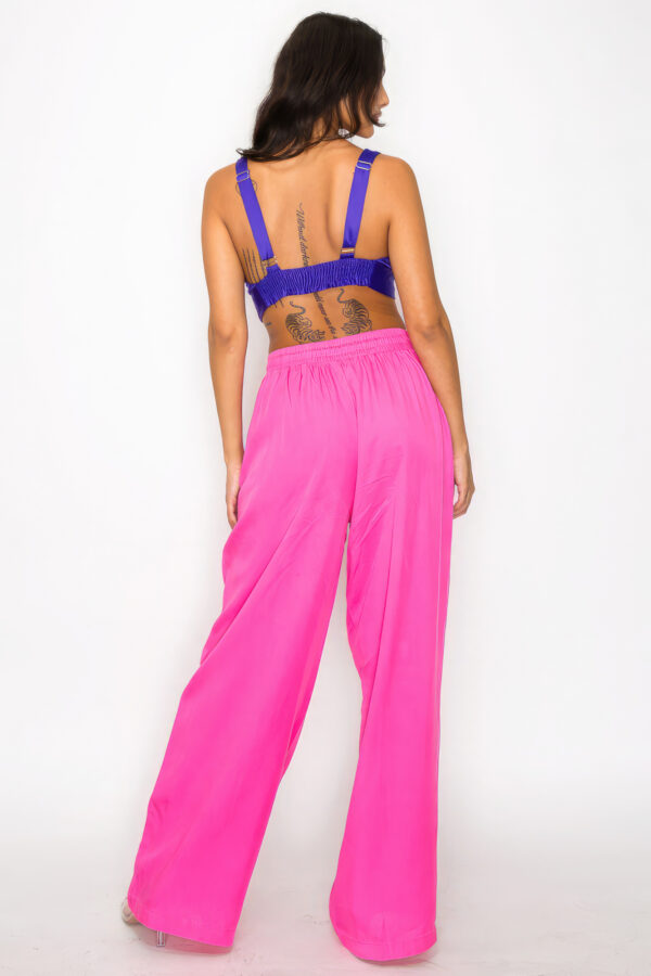 Cropped Smock V-Neck Satin Bra Top – Purple