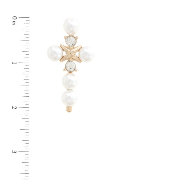 Pearl Cross Dangle Earrings – Gold Finish