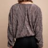 Satin Pleated Drawstring Top with Snap Button – Mocha