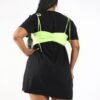 Plus Size Matte PU Bra-Overlay T-Shirt Dress – Black/Lime