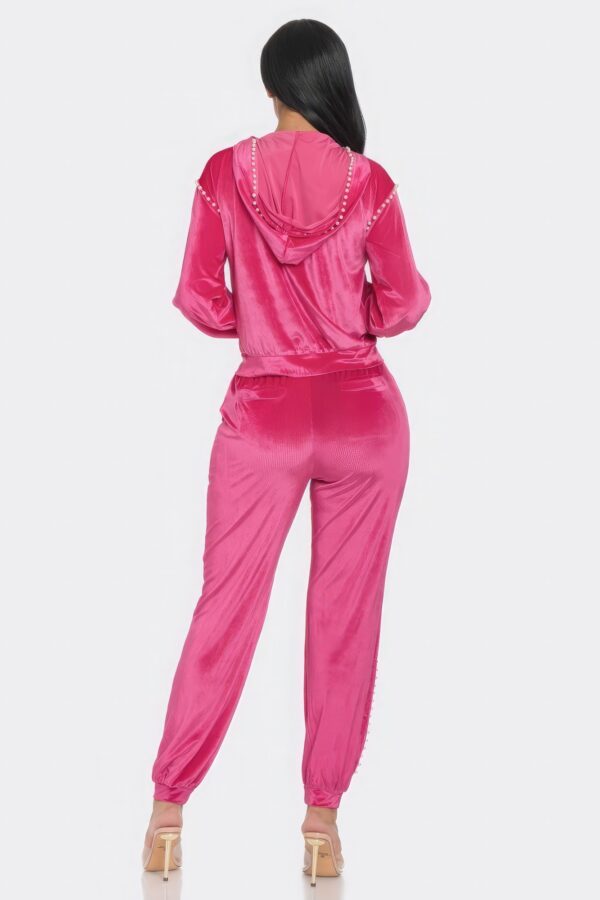 Jogger Set with Pearl Trim – Hot Pink