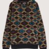 Aztec Diamond Print Fleece Hoodie – Dark Khaki