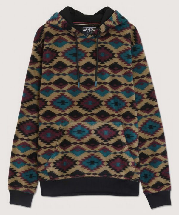 Aztec Diamond Print Fleece Hoodie – Dark Khaki