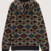 Aztec Diamond Print Fleece Hoodie – Dark Khaki