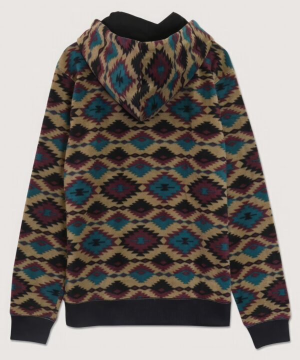 Aztec Diamond Print Fleece Hoodie – Dark Khaki