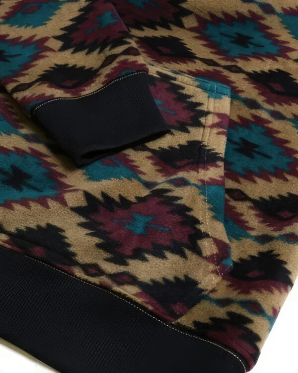 Aztec Diamond Print Fleece Hoodie – Dark Khaki