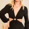 Cut Out Dress with O-Ring Side Cutouts – Black