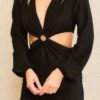 Cut Out Dress with O-Ring Side Cutouts – Black