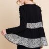 Tiered Top with Velvet Animal-Print Mesh – Black