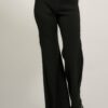 Raw-Edge Exposed-Seam Flare Pants – Black