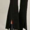 Raw-Edge Exposed-Seam Flare Pants – Black