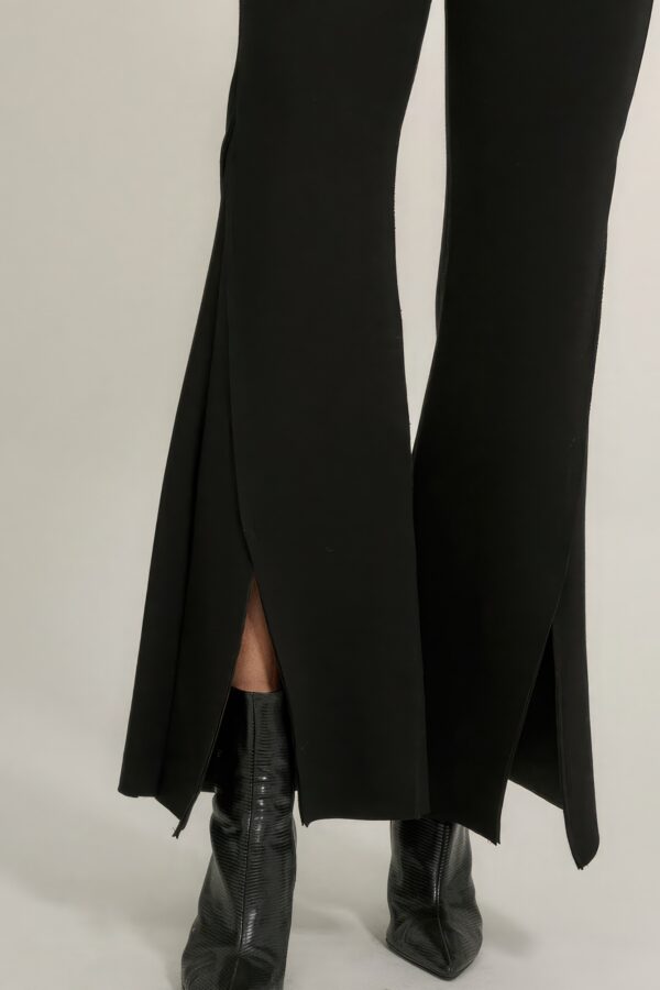 Raw-Edge Exposed-Seam Flare Pants – Black