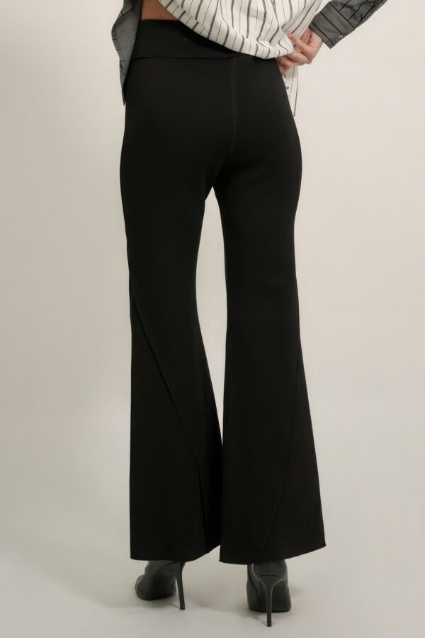 Raw-Edge Exposed-Seam Flare Pants – Black