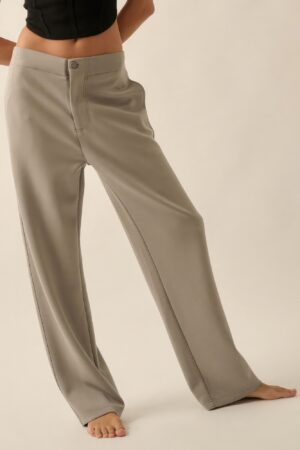 Scuba High-Waist Button-Fly Pants – Stone