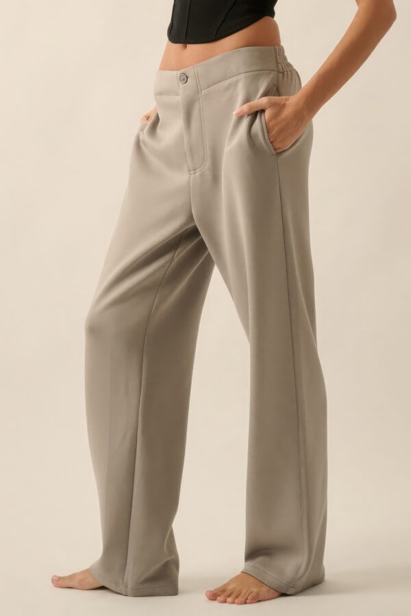 Scuba High-Waist Button-Fly Pants – Stone