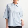 Half-Sleeve Stretch Poplin Button-Down Shirt – Sky Blue