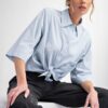 Half-Sleeve Stretch Poplin Button-Down Shirt – Sky Blue