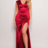 Sleeveless Maxi Dress with Power Shoulders – Burgundy