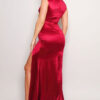 Sleeveless Maxi Dress with Power Shoulders – Burgundy