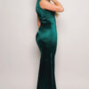 Power-Shoulder Sleeveless Maxi Dress with High Side Slit – Hunter
