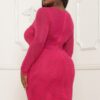 Plus Size Mini Dress with Animal Print Rhinestone Mesh – Magenta