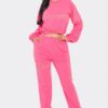 Terry Mesh Rhinestone Detail Lounge Set – Pink