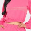 Terry Mesh Rhinestone Detail Lounge Set – Pink