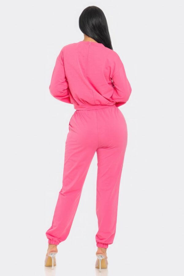 Terry Mesh Rhinestone Detail Lounge Set – Pink
