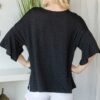 Flared-Sleeve Short Sleeve Top – Black