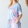 Tie-Dye Shorts with Drawstring – Blue Multi