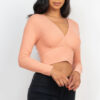 Ribbed Wrap Front Long Sleeve Top – Sun Baked