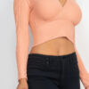 Ribbed Wrap Front Long Sleeve Top – Sun Baked