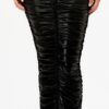 Metallic Halter Dress with Side Rushing – Black