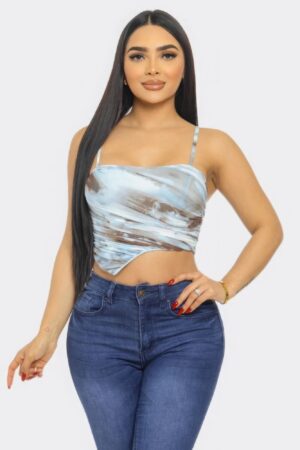 Mesh Print Top – Herringbone Slim-Fit (Black, Navy, Gray)